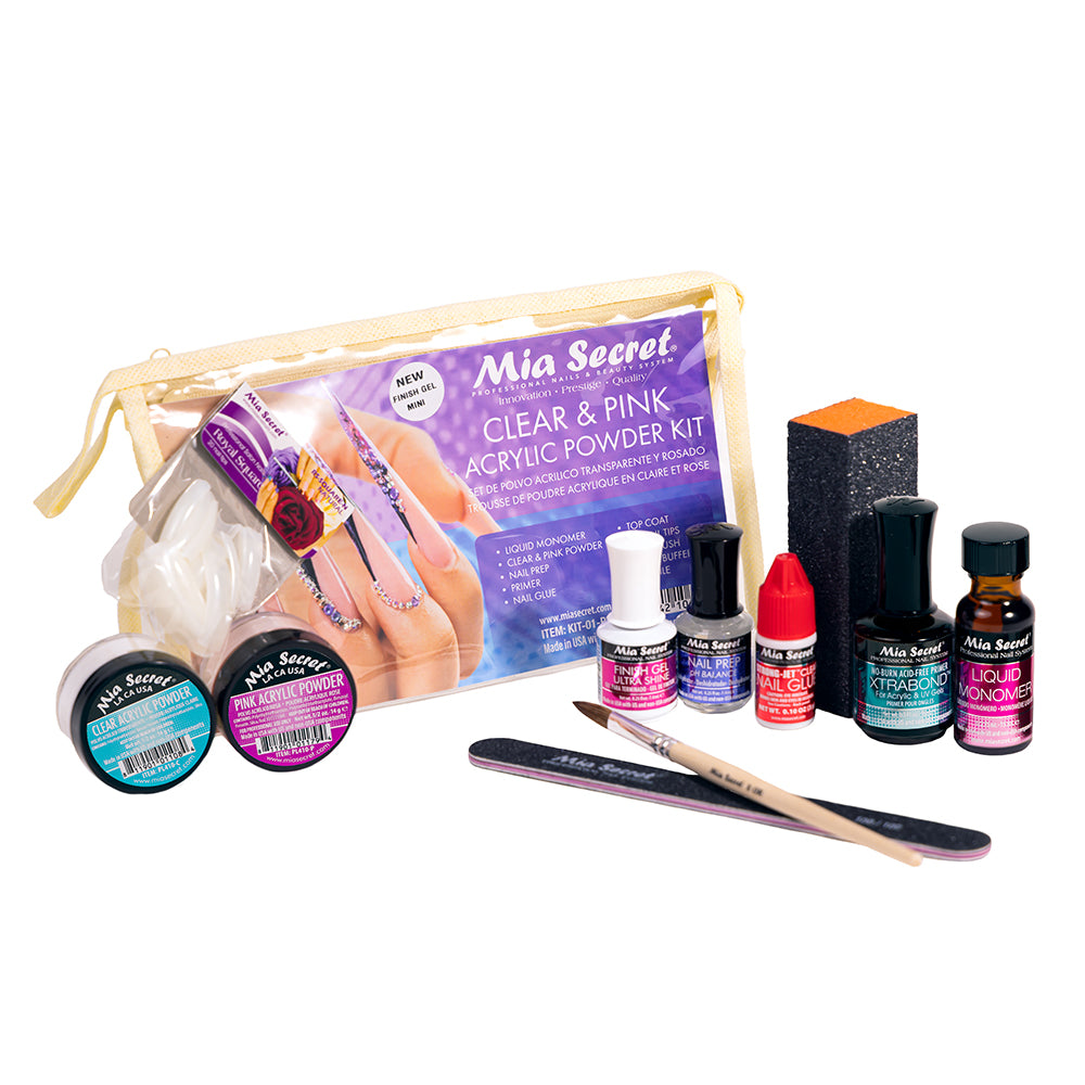 Clear & Pink Acrylic Powder Kit