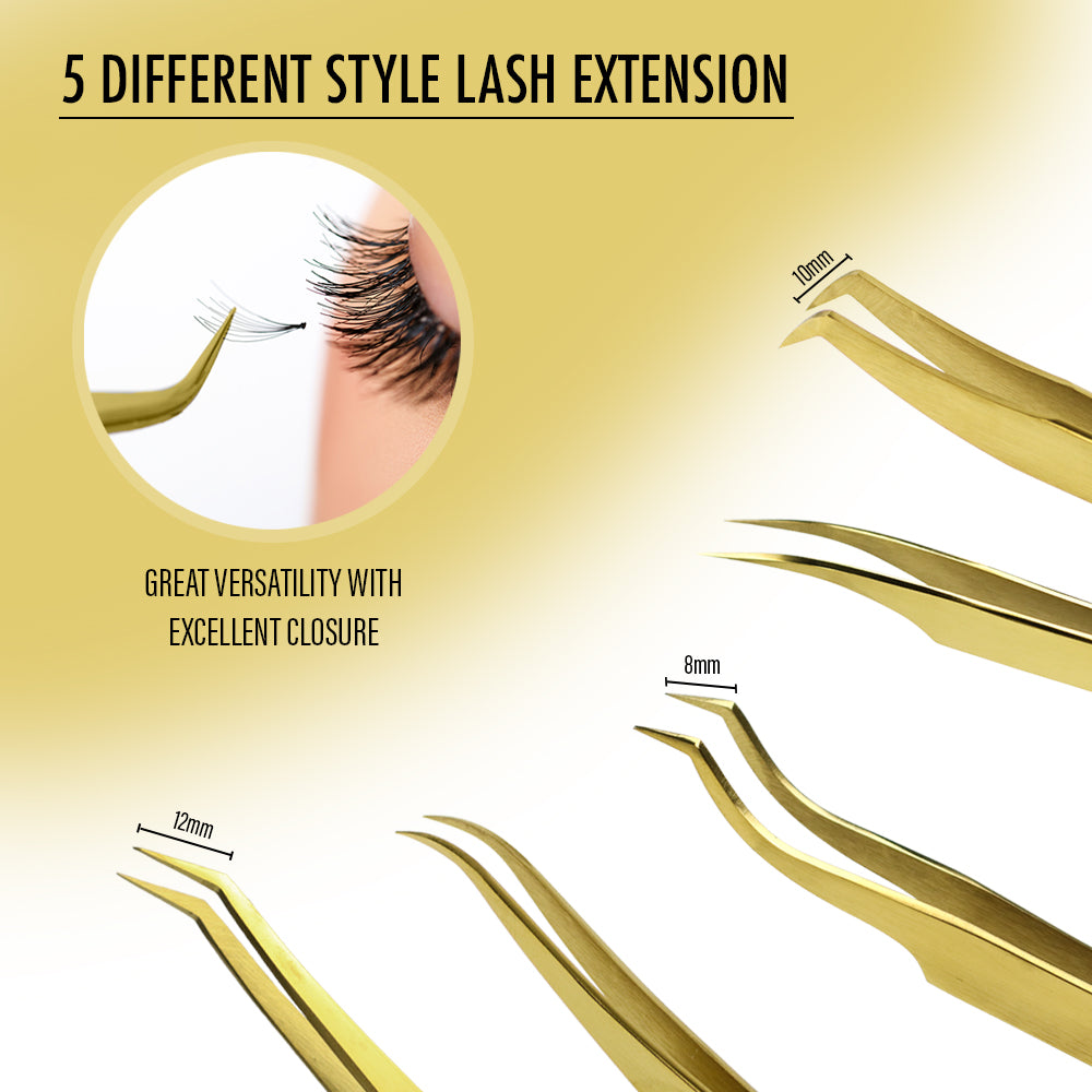 Titanium Gold Eyelash Tweezer Set