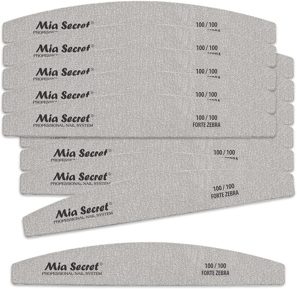 Forte Zebra Halfmoon Nail File 100/100 Pink Center 50 Pack