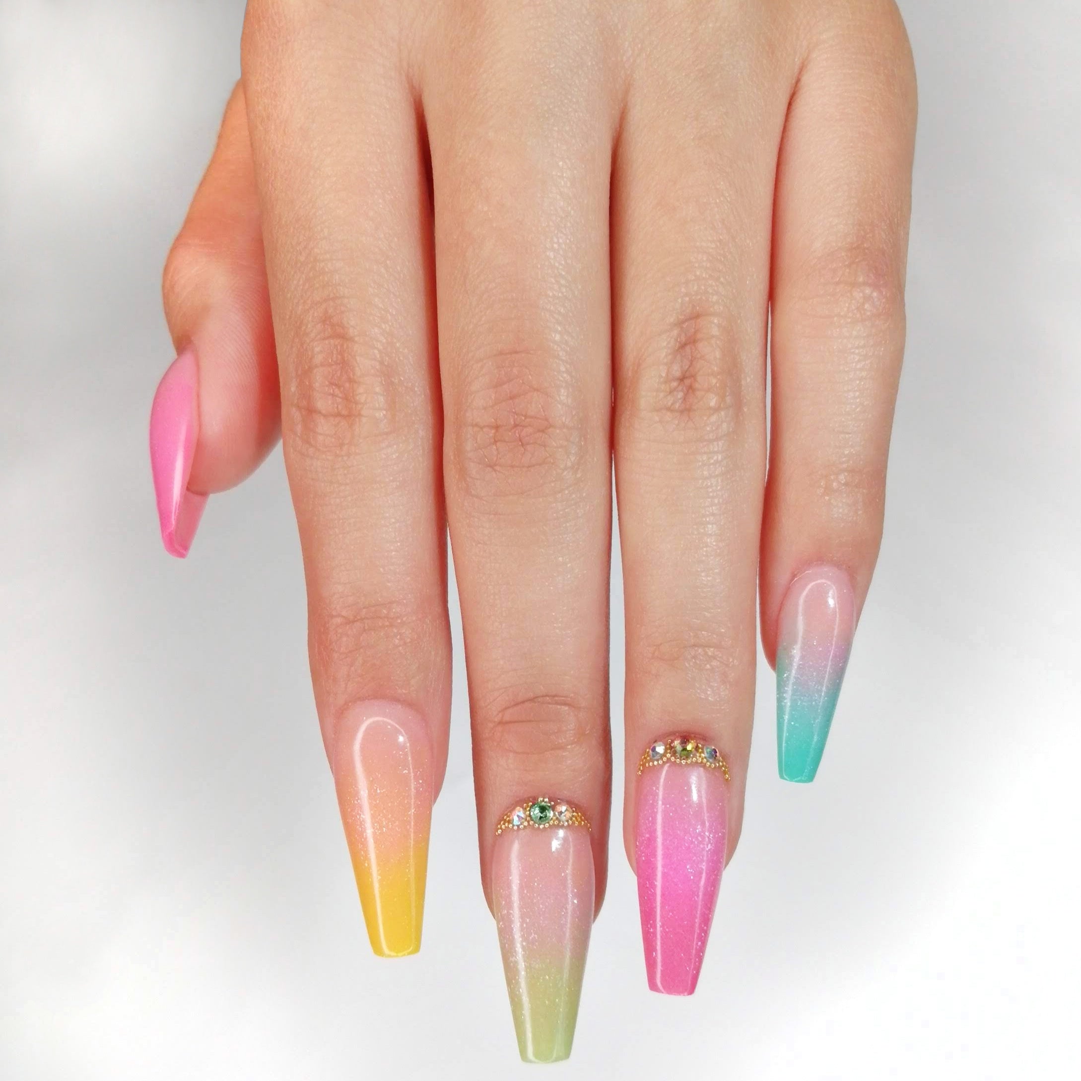 Neutral Pink Bling Press on Nails Short Press on Nails - Etsy Canada | Long  square acrylic nails, French tip acrylic nails, Short square acrylic nails