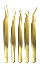 Titanium Gold Eyelash Tweezer Set