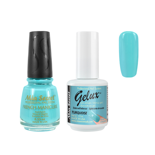 The Match (Gelux and French Manicure Combo) Turquoise