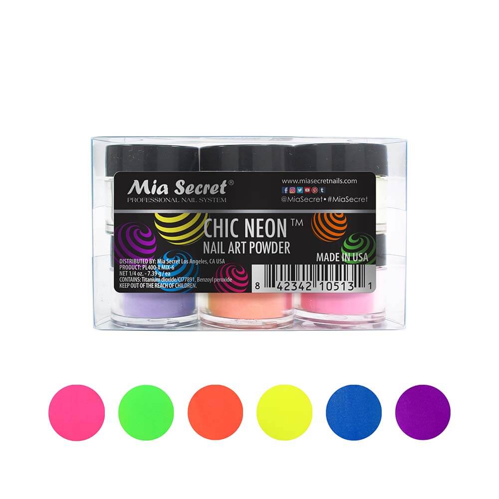 Chic Neon Nail Art Powder Collection